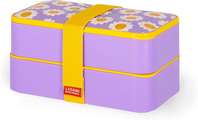 Porta Pranzo, Lunch Box con 3 Posate Incluse, Margherite, Capacità 1200 ml, adatto a Microonde e Lavastoviglie Legami