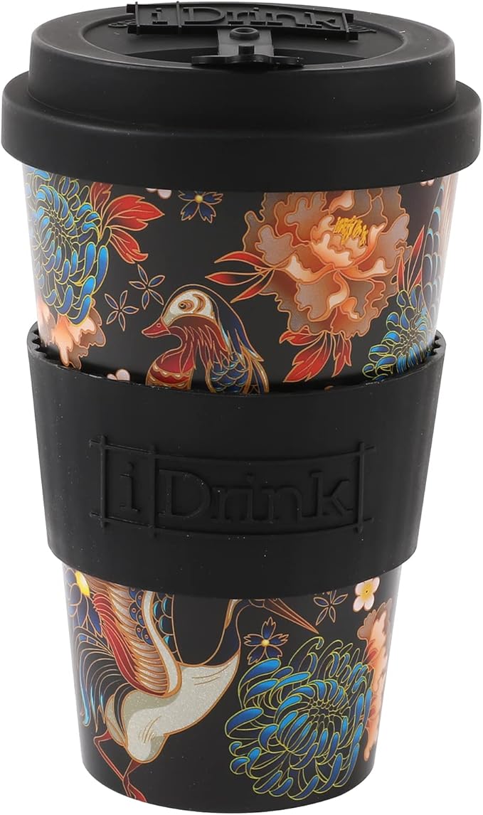 Tazza in RPET Flowers per Caffé con Tappo in Silicone Apribile