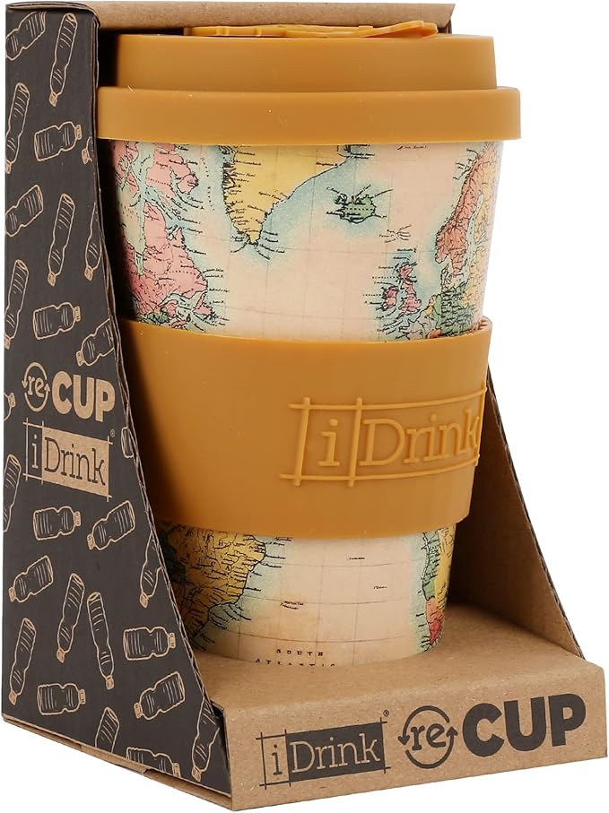 Tazza in RPET World per Caffé con Tappo in Silicone Apribile